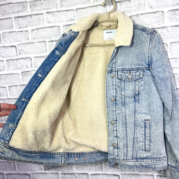 |•OLD NAVY•| Shearling Lined Denim Jean Jacket Size Small - Picture 3 of 10